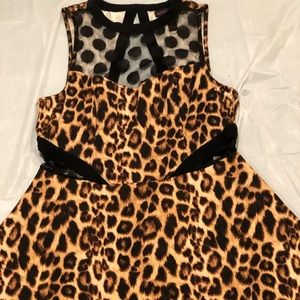 LEOPARD PRINT MAXI DRESS WITH MESH SIDES